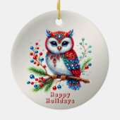 Kleurrijke kerst uil vakantie Ornament (Achterkant)