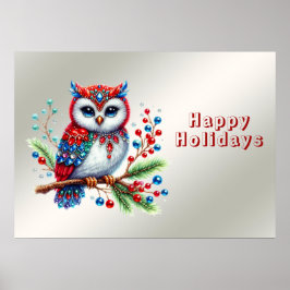 Kleurrijke kerst uil vakantie Poster