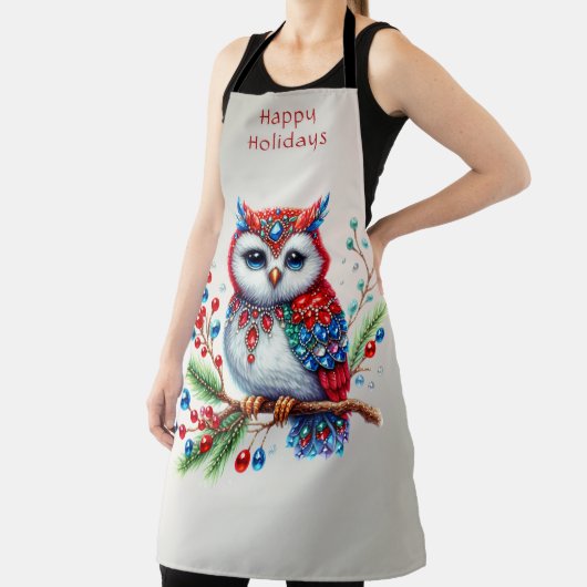 Kleurrijke kerst uil vakantie Schort (Insitu)