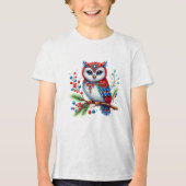 Kleurrijke kerst uil vakantie T-shirt (Voorkant)