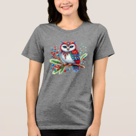 Kleurrijke Kerst Uil Vakantie Vrouwen T-shirt