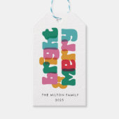 Kleurrijke Kerst Vakantie Cadeaulabel (Voorkant)