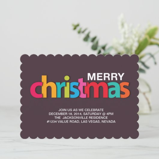 Kleurrijke kerst vakantie feestuitnodiging kaart (Staand voorkant)