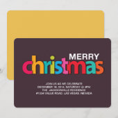 Kleurrijke kerst vakantie feestuitnodiging kaart (Voorkant / Achterkant)
