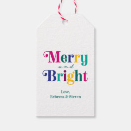 Kleurrijke Kerst Vakantie Merry and Bright Cadeaulabel