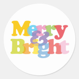 Kleurrijke Kerst Vakantie Merry And Bright Ronde Sticker