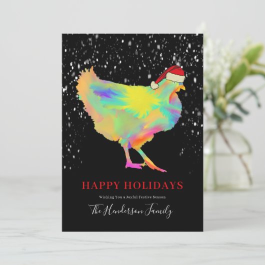 Kleurrijke kerst wanneer het dragen van een kerstm feestdagenkaart (Staand voorkant)