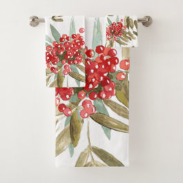 Kleurrijke Kerst Waterverf Kerstbessen Kerst Bad Handdoek