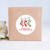 Kleurrijke Kerst Waterverf Kous Custom Ronde Sticker