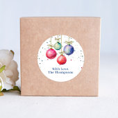 Kleurrijke Kerst Waterverf Ornamenten Op Maat Ronde Sticker