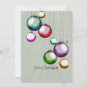 Kleurrijke Kerstballen 4 Familie Fotocollage Feestdagenkaart (Voorkant)