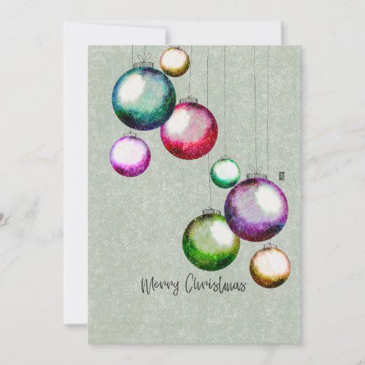 Kleurrijke Kerstballen 4 Familie Fotocollage Feestdagenkaart (Voorkant)