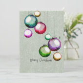 Kleurrijke Kerstballen 4 Familie Fotocollage Feestdagenkaart (Staand voorkant)