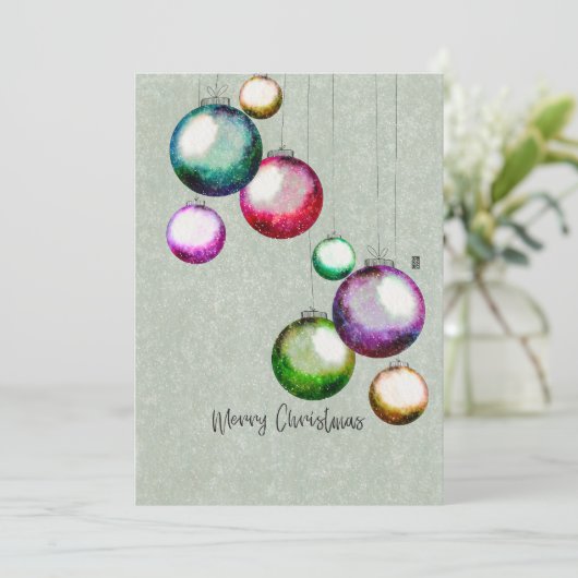 Kleurrijke Kerstballen 4 Familie Fotocollage Feestdagenkaart (Staand voorkant)