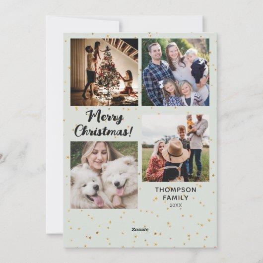 Kleurrijke Kerstballen 4 Familie Fotocollage Feestdagenkaart (Achterkant)