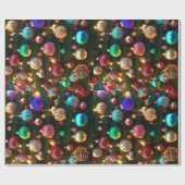 Kleurrijke kerstballen cadeaupapier (Vlak)