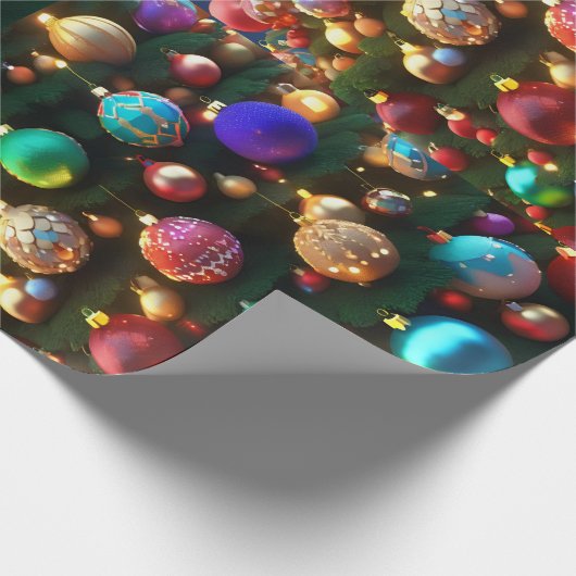 Kleurrijke kerstballen cadeaupapier (Hoek)