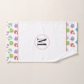 Kleurrijke kerstballen en cadeautjes monogram bad handdoek (Handdoek)