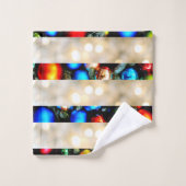 Kleurrijke kerstballen en witte lichtstrepen bad handdoek (Wasdoekje)