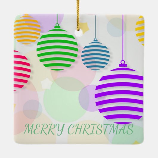 Kleurrijke kerstballen keramisch ornament (Achterkant)