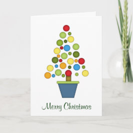 Kleurrijke kerstballen kerstboom + krans feestdagen kaart