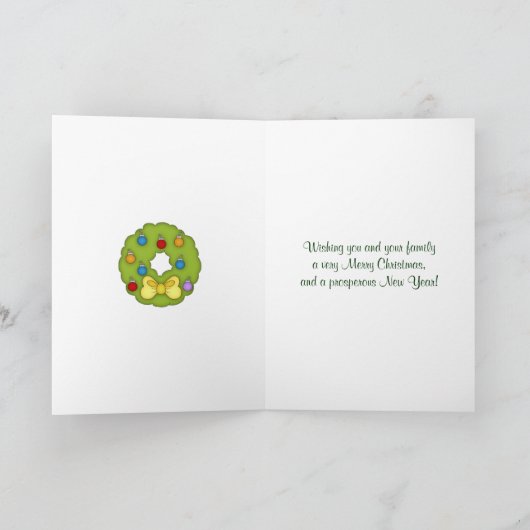 Kleurrijke kerstballen kerstboom + krans feestdagen kaart (Binnen)