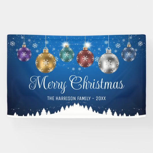 Kleurrijke Kerstballen Kerstdag Versiering Spandoek (Horizontaal)