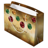 Kleurrijke Kerstballen Met Aangepaste Tekst Groot Cadeauzakje (Achterkant Gekanteld)