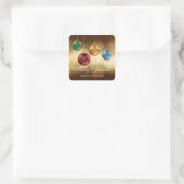 Kleurrijke Kerstballen Met Aangepaste Tekst Vierkante Sticker (Tas)