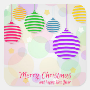 Kleurrijke kerstballen vierkante sticker