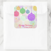 Kleurrijke kerstballen vierkante sticker (Tas)