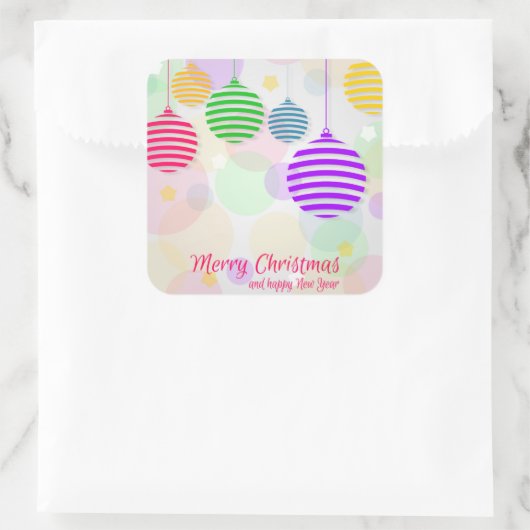 Kleurrijke kerstballen vierkante sticker (Tas)