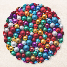Kleurrijke Kerstbalornamenten Kartonnen Onderzetters