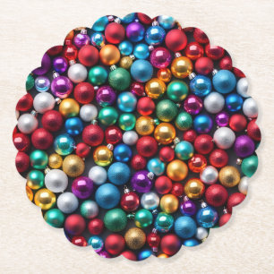 Kleurrijke Kerstbalornamenten Kartonnen Onderzetters