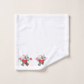 Kleurrijke Kerstbel & Bloemen Boeket. Bad Handdoek (Wasdoekje)