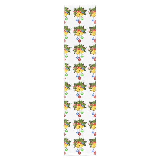 Kleurrijke Kerstbellen Korte Tafelloper (Voorkant)