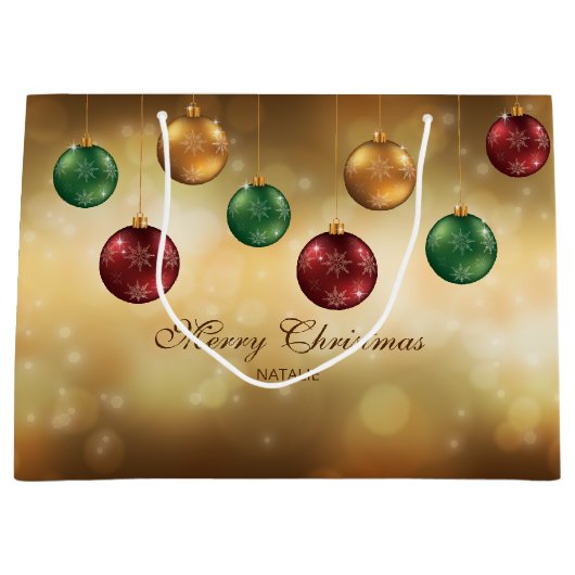 Kleurrijke kerstblazers met aangepaste tekst groot cadeauzakje (Voorkant)