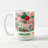 Kleurrijke kerstbloem gepersonaliseerd koffiemok (Links)