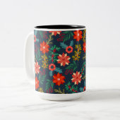 Kleurrijke kerstbloem tweekleurige koffiemok (Voorkant links)