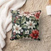 Kleurrijke kerstbloemen Elegant zwart Kussen (Deken)