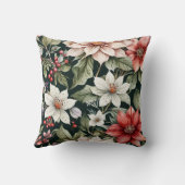 Kleurrijke kerstbloemen Elegant zwart Kussen (Achterkant)