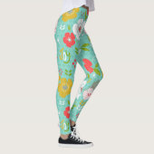 Kleurrijke kerstbloemen en tekstvreugde leggings (Rechts)