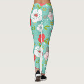 Kleurrijke kerstbloemen en tekstvreugde leggings (Achterkant)