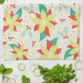 Kleurrijke kerstbloemen theedoek (Gevouwen)
