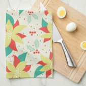 Kleurrijke kerstbloemen theedoek (Quarter Fold)