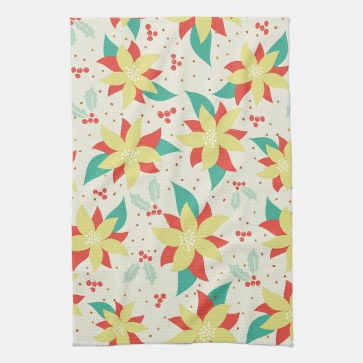 Kleurrijke kerstbloemen theedoek (Verticaal)