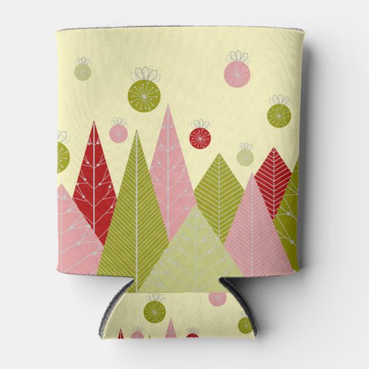 Kleurrijke kerstbomen blikjeskoeler (Voorkant)