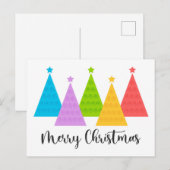Kleurrijke kerstbomen briefkaart (Voorkant / Achterkant)