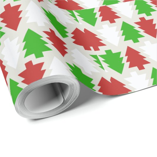 Kleurrijke kerstbomen - cadeaupapier (Rol Hoek)