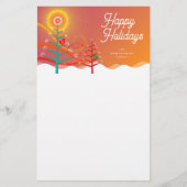 Kleurrijke kerstbomen Chicks Holiday Stationery Briefpapier (Voorkant)